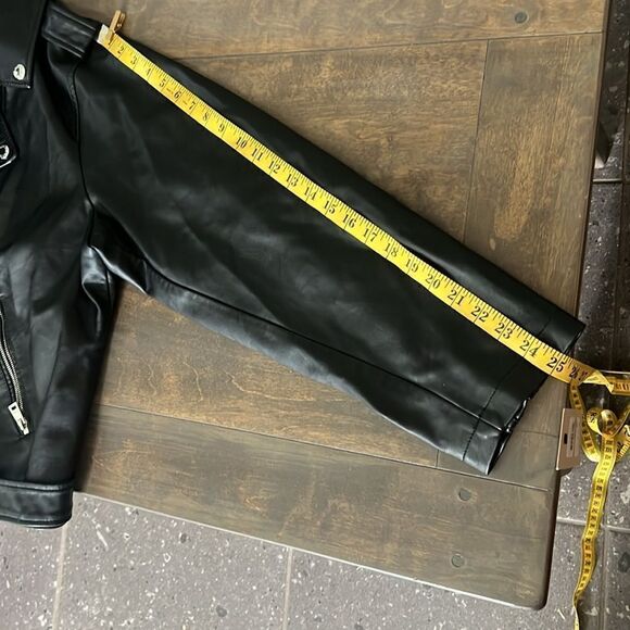 NWT Levi's  Faux Leather Belted Motorcycle Jacket - Black - Picture 12 of 16